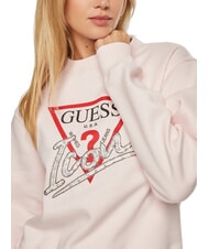 GUESS ICON Hanorac cu g&acirc;t crew roz cu cheie redusă - Hanorace pentru femei - 3