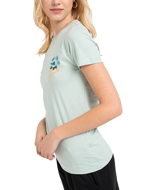 FLOWERS Tricou stretch mentă moale - tricou