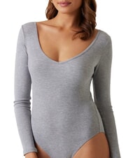 GUESS TESSA Body cu m&acirc;necă lungă cu nervuri gj medium grey heath - tricou - 3