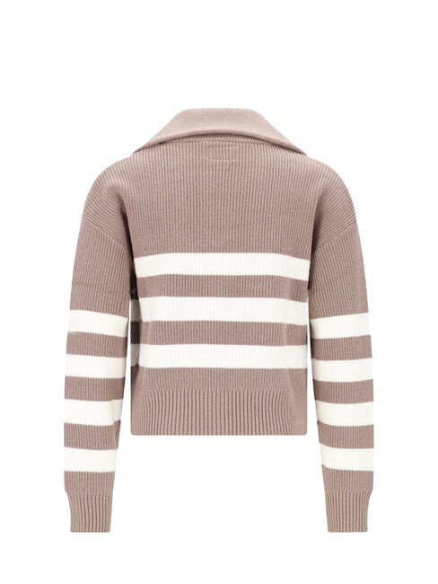 KIDS Cardigan cu fermoar în dungi dungi albe maro - Pulovere pentru copii