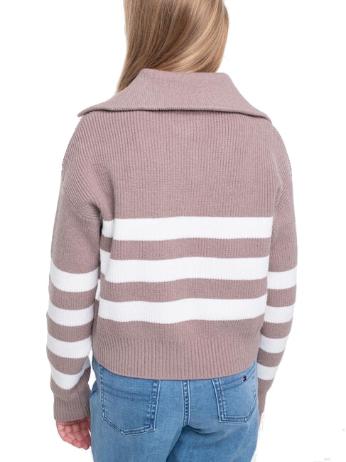KIDS Cardigan cu fermoar în dungi dungi albe maro - Pulovere pentru copii