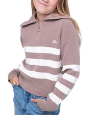 GUESS KIDS Cardigan cu fermoar în dungi dungi albe maro - Pulovere pentru copii - 3
