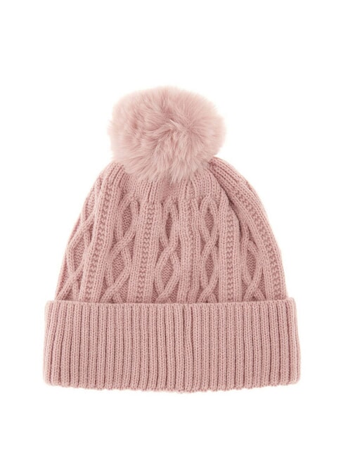 KIDS Pălărie &icirc;mpletită cu pompon trandafiri roz - Pălărie pentru copii