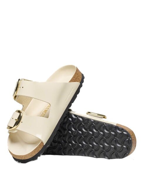 ARIZONA BIG BUCKLE  Sandale din piele stralucire ecru - Pantofi femei