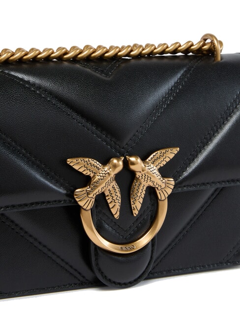 LOVE ONE MINI Geantă din nappa matlasată Chevron aur negru-vechi - Genți femei