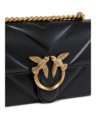 PINKO LOVE ONE MINI Geantă din nappa matlasată Chevron aur negru-vechi - Genți femei - 3