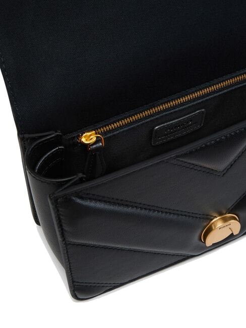 LOVE ONE MINI Geantă din nappa matlasată Chevron aur negru-vechi - Genți femei