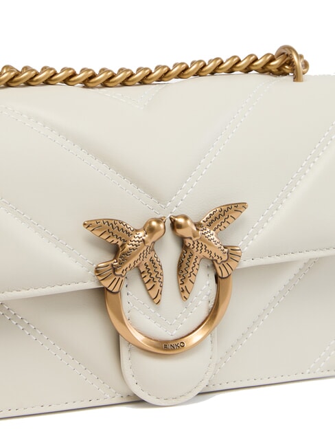 LOVE ONE MINI Geantă din nappa matlasată Chevron mătase alb-aur antic - Genți femei