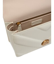 PINKO LOVE ONE MINI Geantă din nappa matlasată Chevron mătase alb-aur antic - Genți femei - 4