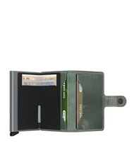 SECRID VINTAGE  Portofel din piele cu suport card din aluminiu salvie - Portofele bărbați - 2