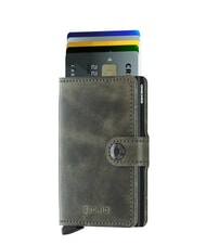 SECRID VINTAGE  Portofel din piele cu suport card din aluminiu negru măsliniu - Portofele bărbați - 3