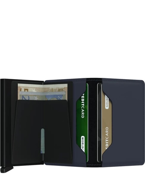 MATTE Portofel subțire din piele albastru de noapte - Portofele bărbați