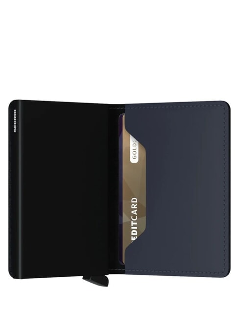 MATTE Portofel subțire din piele albastru de noapte - Portofele bărbați