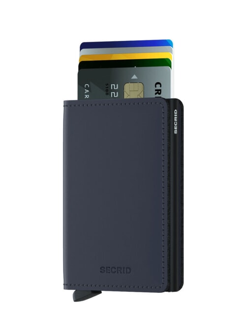 MATTE Portofel subțire din piele albastru de noapte - Portofele bărbați