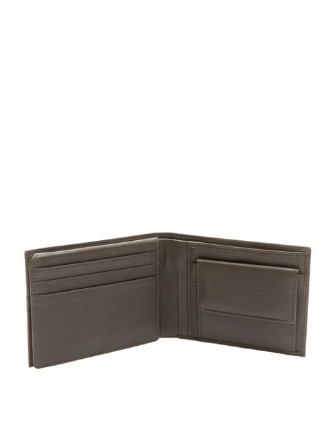 VERTIGO Portofel din piele cu clapă cc și portmoneu maro inchis - Portofele bărbați