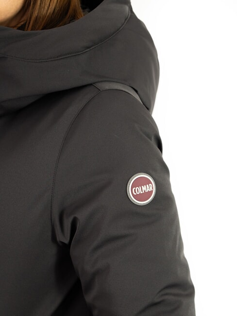 PURENESS Jachetă lungă de puf cu glugă negru - Jachete de puf pentru femei