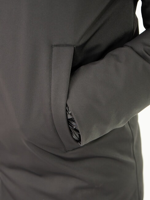 PURENESS Jachetă lungă de puf cu glugă negru - Jachete de puf pentru femei