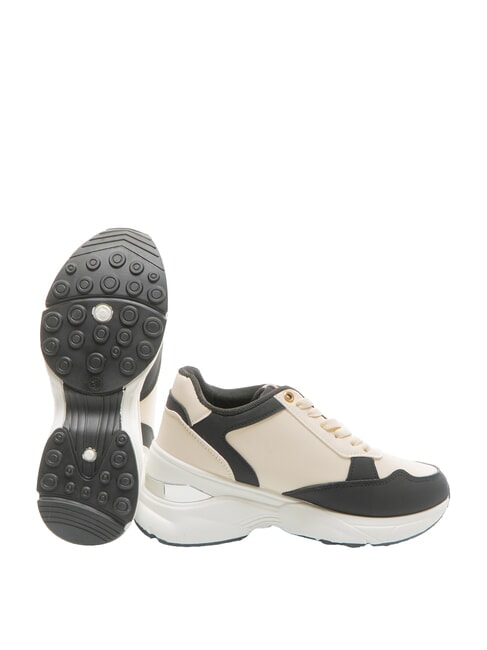 METALLIC LOGO Tenisi înalți din piele bicoloră alb/negru - Pantofi femei