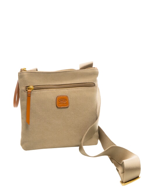 SORRENTO EMMA Geantă de umăr plată din pânză oliv - Genți femei