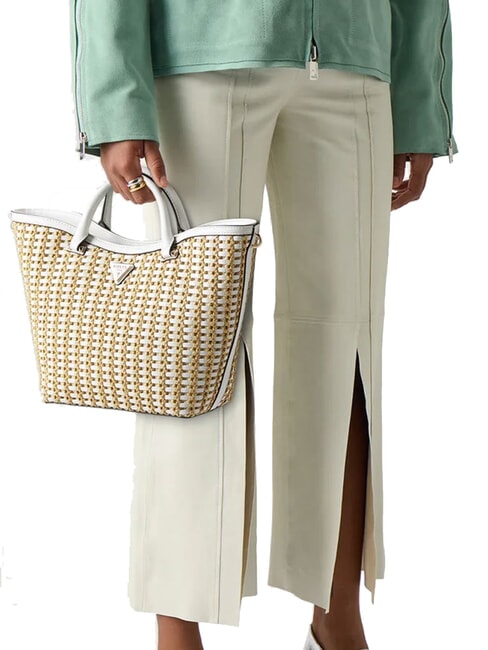 ATALIA  Geanta de mana, cu bareta de umar natural/alb - Genți femei