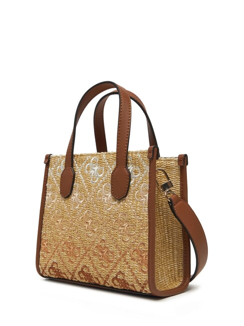 SILVANA Geanta de mana mini, cu curea de umar coniac / măsline - Genți femei