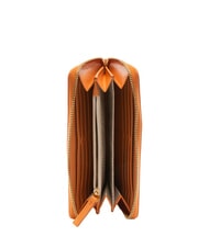 BORBONESE LETTERING PLATE Fermoar din piele &icirc;n jurul portofelului mandarine - Portofele femei - 2