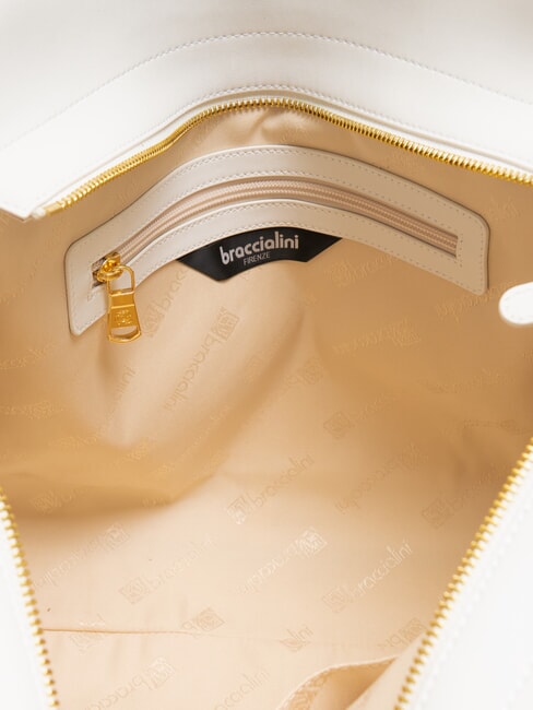 NORA Geanta de cumparaturi din piele cu catarame alb - Genți femei