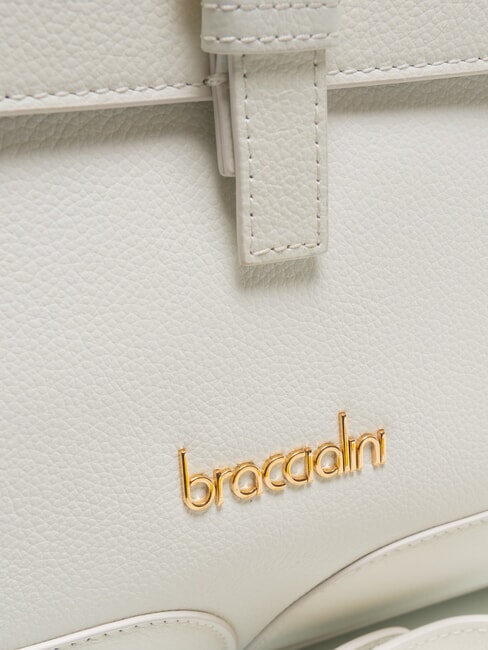 HELLEN Geanta servieta din piele cu catarama alb - Genți femei