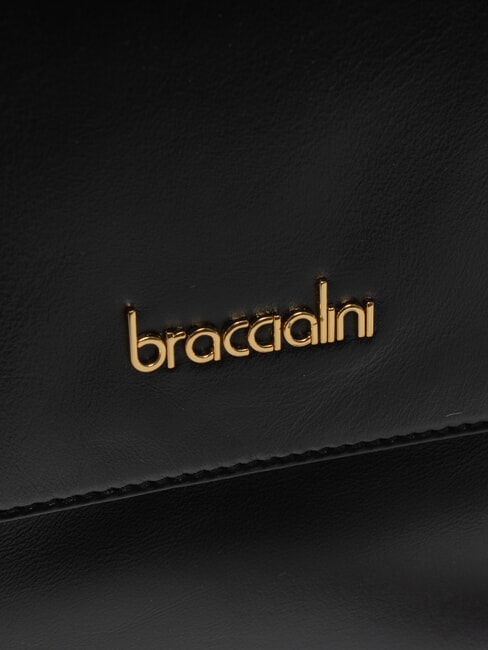 GRETA Geanta servieta din piele cu bareta de umar negru - Genți femei