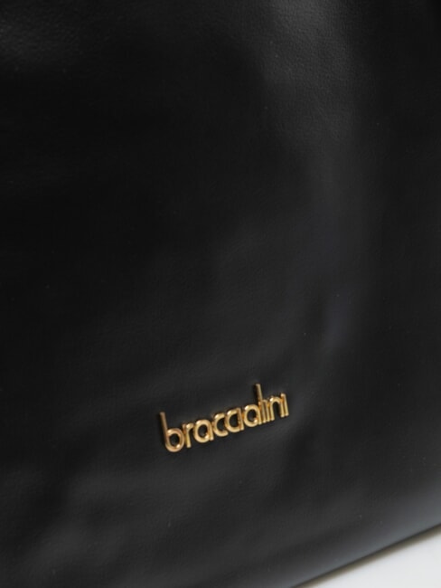 SOFIA Geanta de umar din piele cu flori mici negru - Genți femei