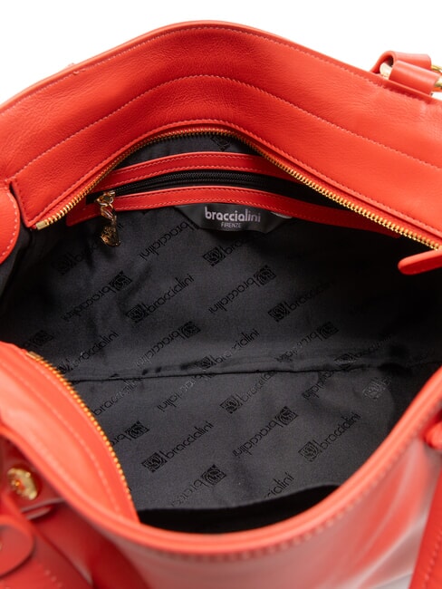 SOFIA Geanta de mana din piele cu flori mici roșu - Genți femei