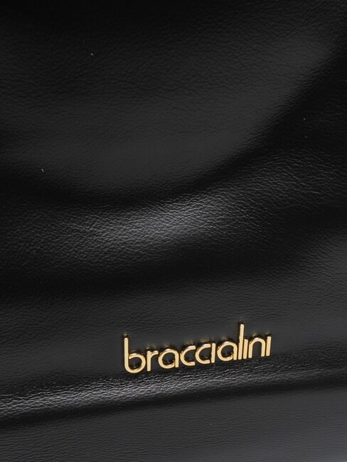 SOFIA Geanta de mana din piele cu flori mici negru - Genți femei