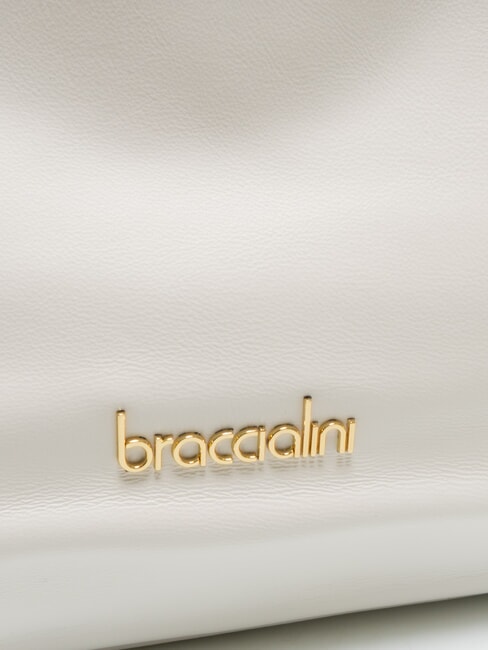 SOFIA Geanta de mana din piele cu flori mici alb - Genți femei