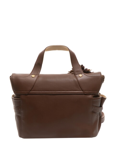 SOFIA Geanta de mana din piele cu floare maro - Genți femei