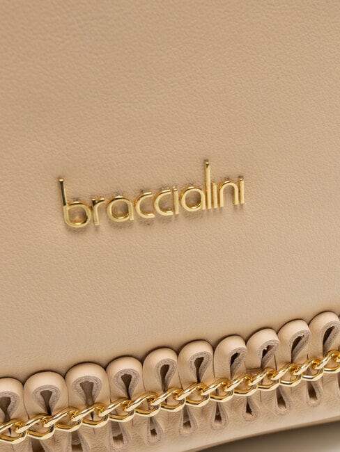 NAOMI Geanta de umar din piele cu lant bej - Genți femei