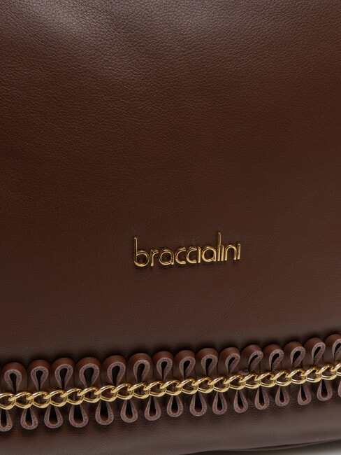 NAOMI Geanta de umar din piele cu lant maro - Genți femei