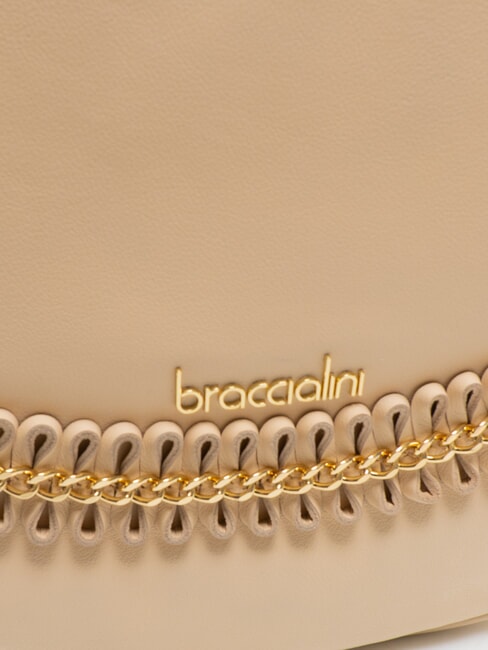 NAOMI Geanta hobo din piele cu lant bej - Genți femei