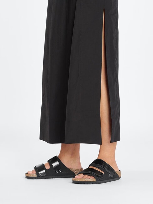 UJI Sandale papuci din piele negru - Pantofi femei