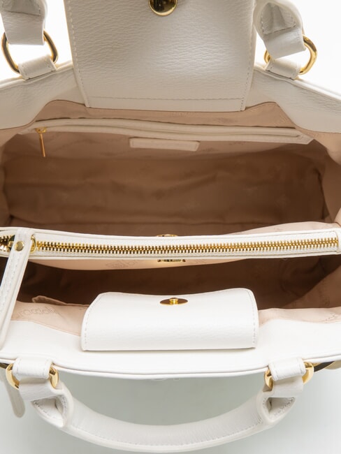 GISELLE Geanta tote cu logo metalic alb - Genți femei