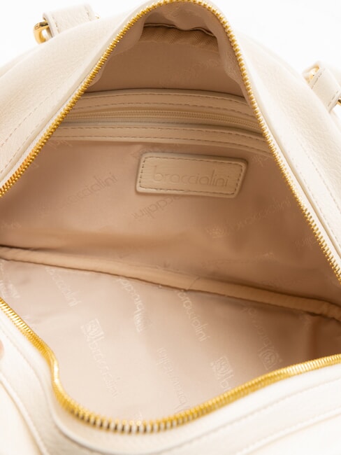 GISELLE Geantă cu logo metalic bej - Genți femei