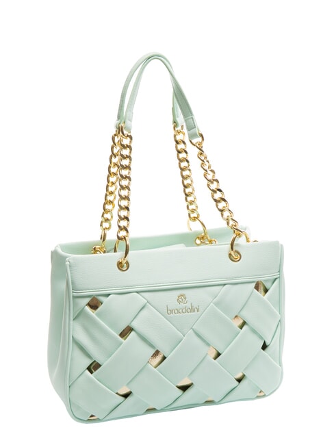 ICONS Geanta tesuta cu manere duble ceresc - Genți femei