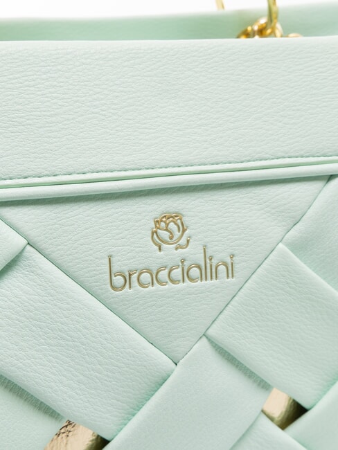 ICONS Geanta tesuta cu manere duble ceresc - Genți femei