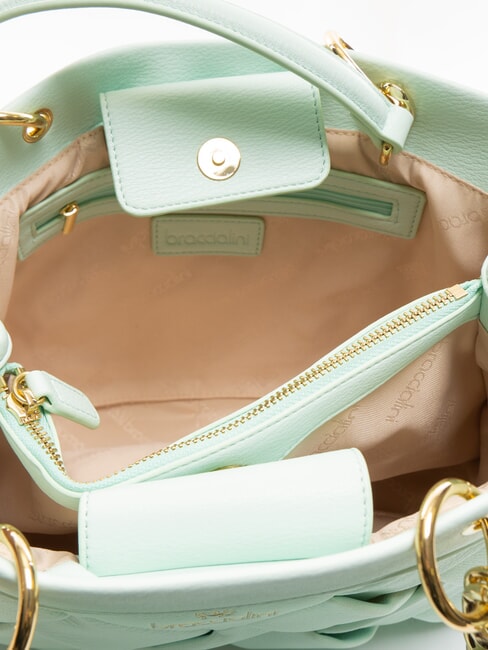 ICONS Geanta tesuta cu manere duble ceresc - Genți femei