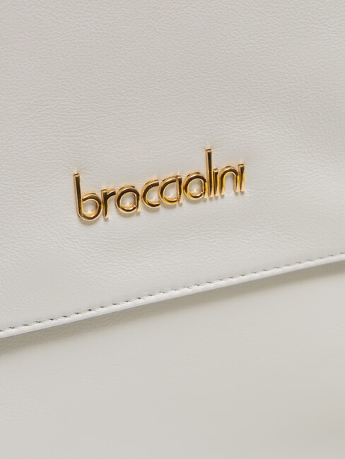 GRETA Geanta servieta din piele cu bareta de umar alb - Genți femei