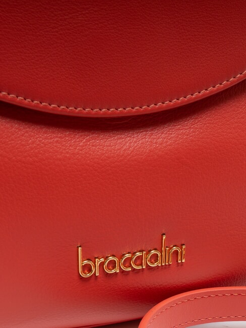 SOFIA Geanta de mana din piele cu flori mici roșu - Genți femei