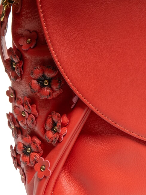 SOFIA Geanta de mana din piele cu flori mici roșu - Genți femei