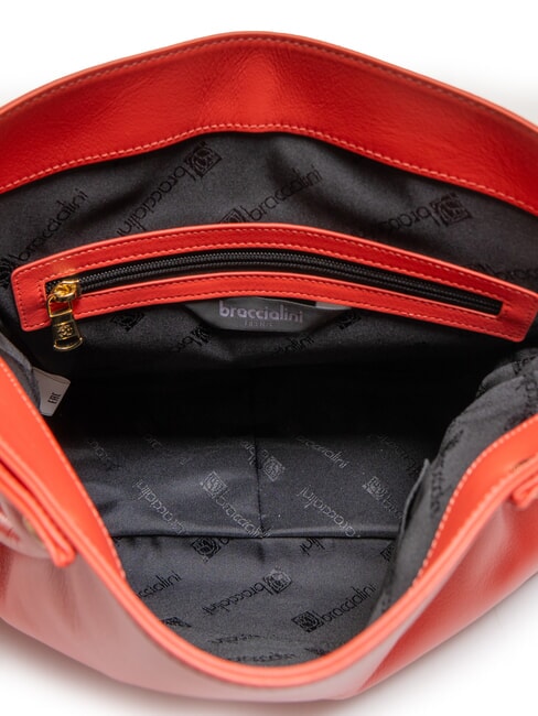 SOFIA Geanta de mana din piele cu flori mici roșu - Genți femei