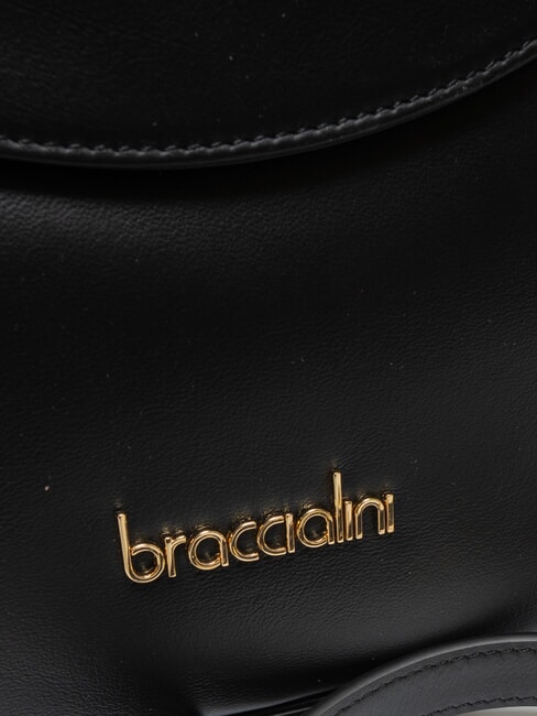 SOFIA Geanta de mana din piele cu flori mici negru - Genți femei