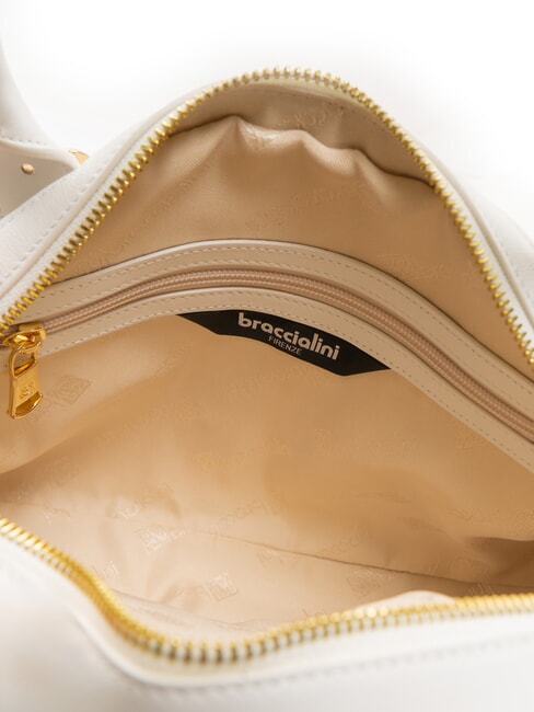 NORA Geanta ghiozdan din piele cu catarame alb - Genți femei