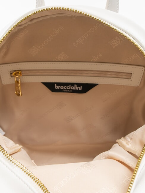 NAOMI Rucsac rotund din piele alb - Genți femei